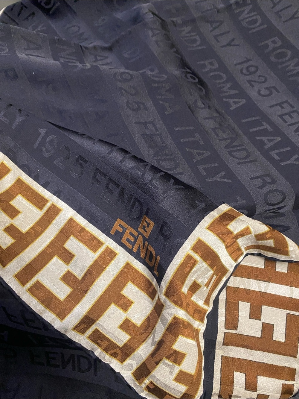 Fendi exclusive Black Scarf with Yellow Outlined 'FF' Logo limited edition NWB